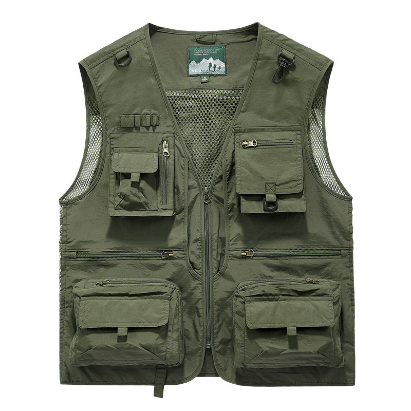 Multi-Pocket Outdoor Fishing Vest – Nylon/Polyester, Breathable Mesh, Sizes S–5XL