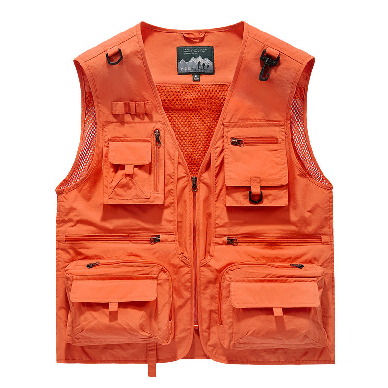 Multi-Pocket Outdoor Fishing Vest – Nylon/Polyester, Breathable Mesh, Sizes S–5XL