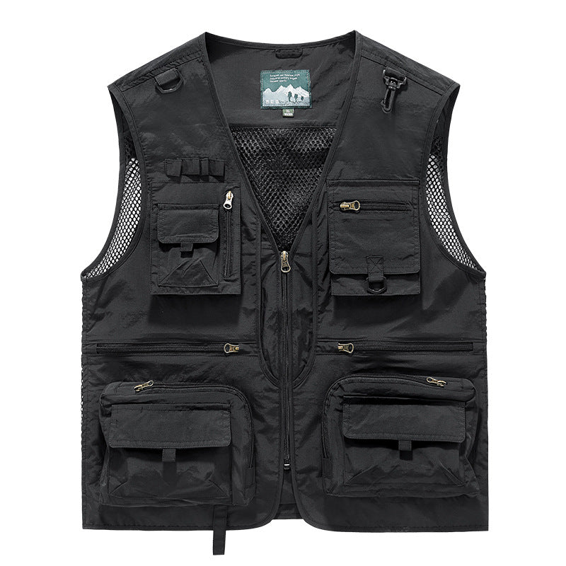 Multi-Pocket Outdoor Fishing Vest – Nylon/Polyester, Breathable Mesh, Sizes S–5XL