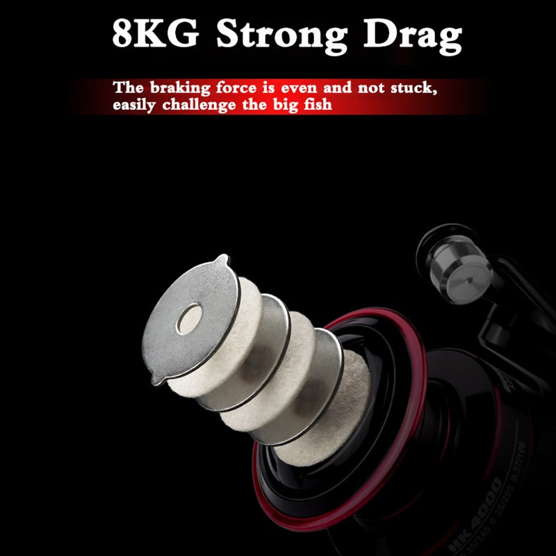 Spinning Fishing Reel – 8kg Max Drag, 5.2:1 Gear Ratio, Metal Spool, Sizes 1000–7000