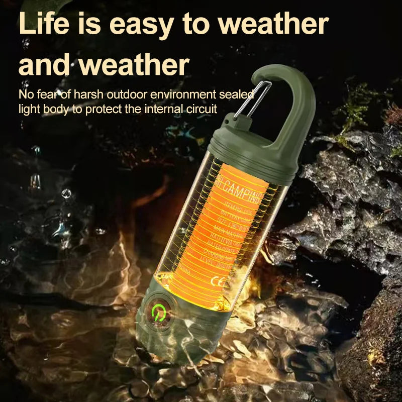 Camping Atmosphere Light & Flashlight – Type-C Rechargeable, ABS, 130×35mm, Waterproof