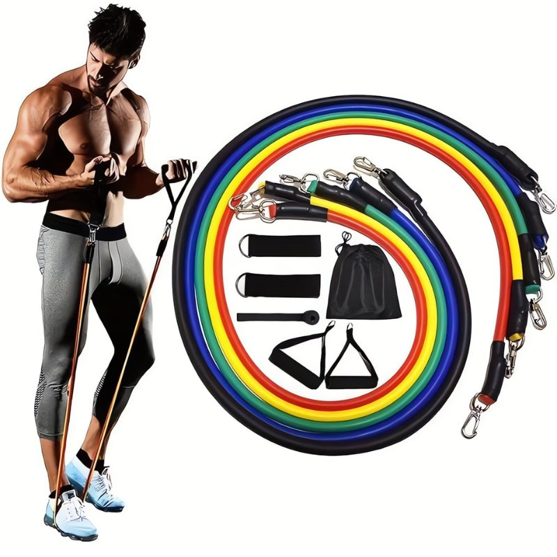 Resistance Band Kit – 5 Bands, Handles, Ankle Straps, Door Anchor & Carry Bag