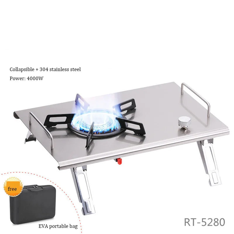 Foldable Camping Gas Stove – 4000W, Stainless Steel, IGT Compatible, Portable
