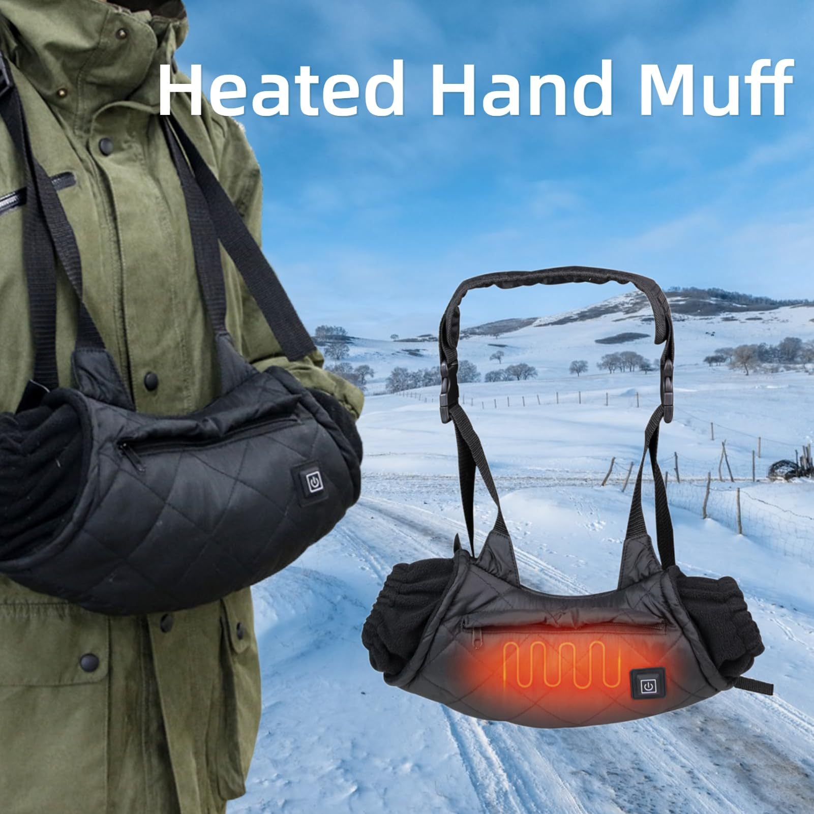 Ice fishing equipment outdoor camping heated warm gloves three speed adjustable heating warm handbag