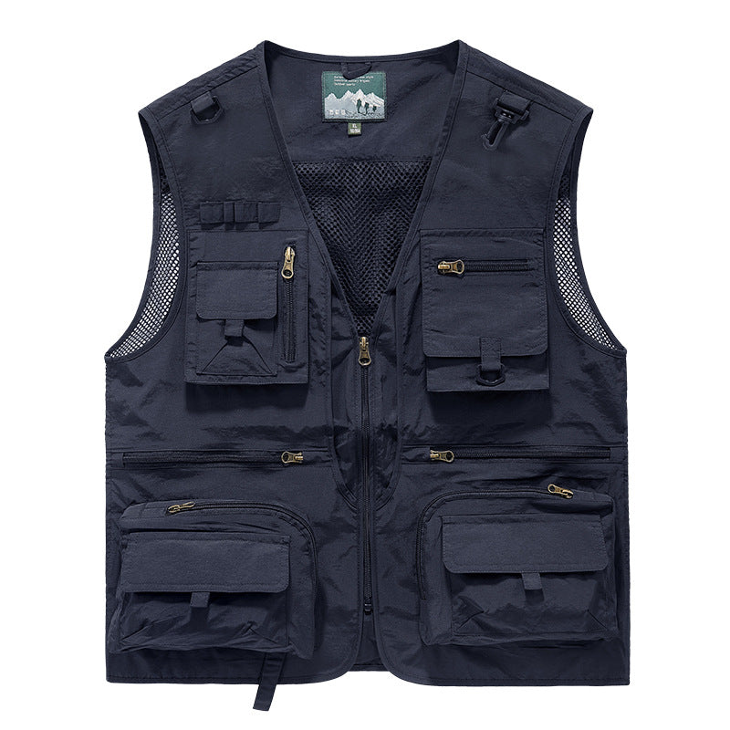 Multi-Pocket Outdoor Fishing Vest – Nylon/Polyester, Breathable Mesh, Sizes S–5XL