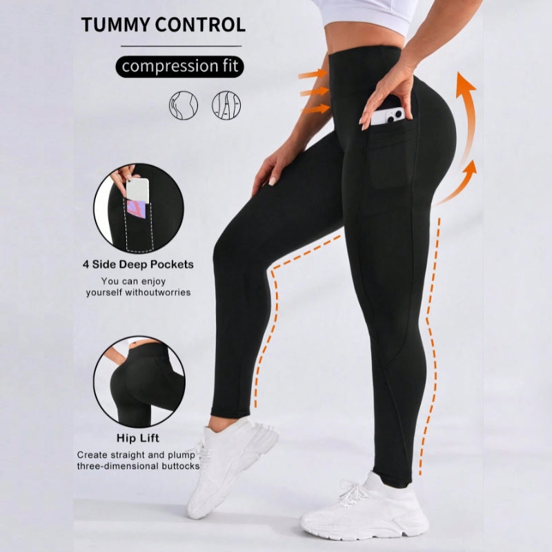 Women's High Waist Thermal Fleece Leggings – 4-Way Stretch, Multiple Sizes