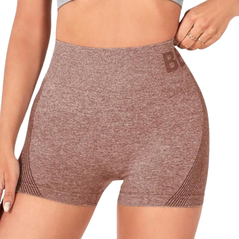 Women's High Waist Sports Gym Shorts – Polyester/Spandex, Breathable, Tummy Panel