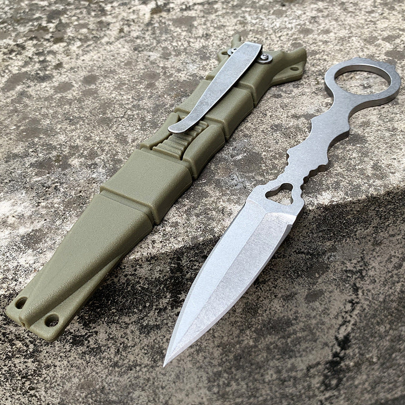 Fixed Blade Outdoor Knife – 440 Steel, 17cm Total Length, Nylon/Fiberglass Sheath