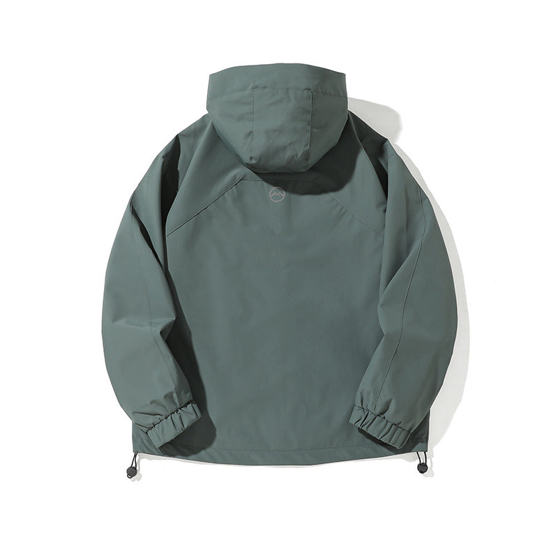 Cargo Jacket Men Outdoor Hiking Solid Color Hooded Loose Jacket