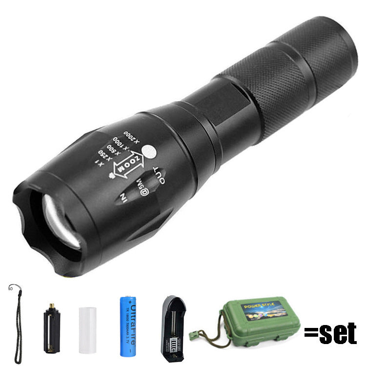 Rechargeable LED Camping Flashlight – 10W, Telescopic Zoom, 5 Modes, 50–100m Range