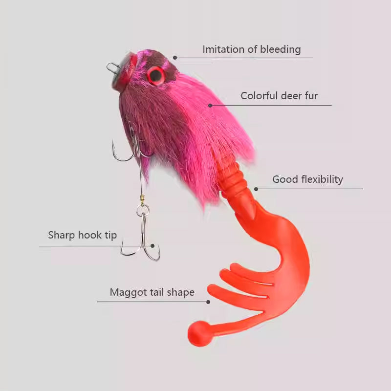 Baby Rat Swimbait – Hand-Tied Deer Hair, Solid Body, 1/0 Hook, Muskie & Pike Lure