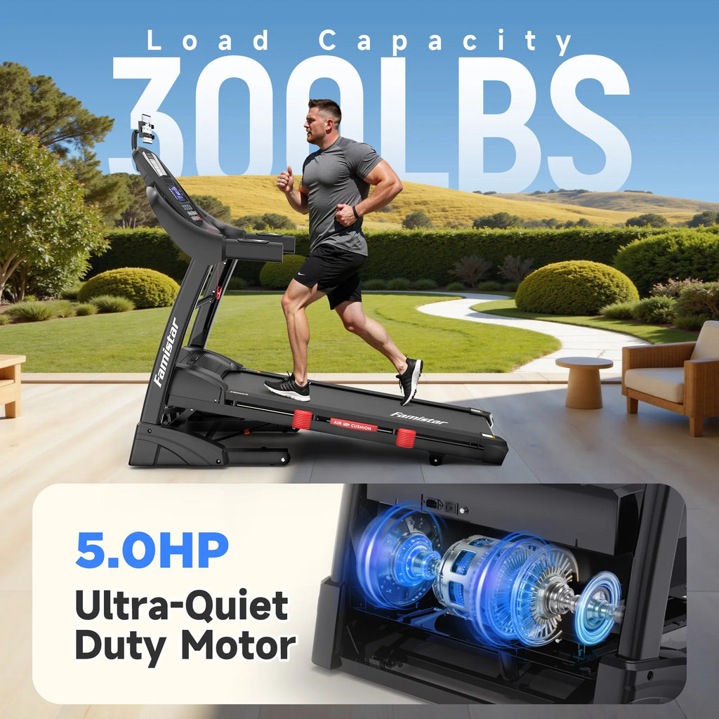 5.0HP Folding Treadmill for Home with 20 Auto Incline, Smart APP, 300Lbs, Hifi Bluetooth Speakers, 64 Programs, 12MPH Speed, Foldable Electric Treadmill Running Machine, Knee Strap Gift