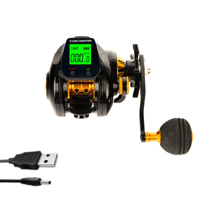 Baitcasting Fishing Reel – 7.2:1 Gear Ratio, Digital Line Counter, Large Display, Bite Alarm