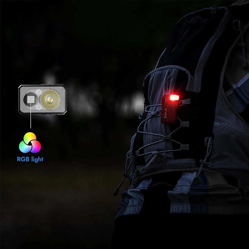 EDC Pocket Flashlight, 400 Lumens, Dual White & RGB Light, Type-C Rechargeable for Outdoor Camping Hiking