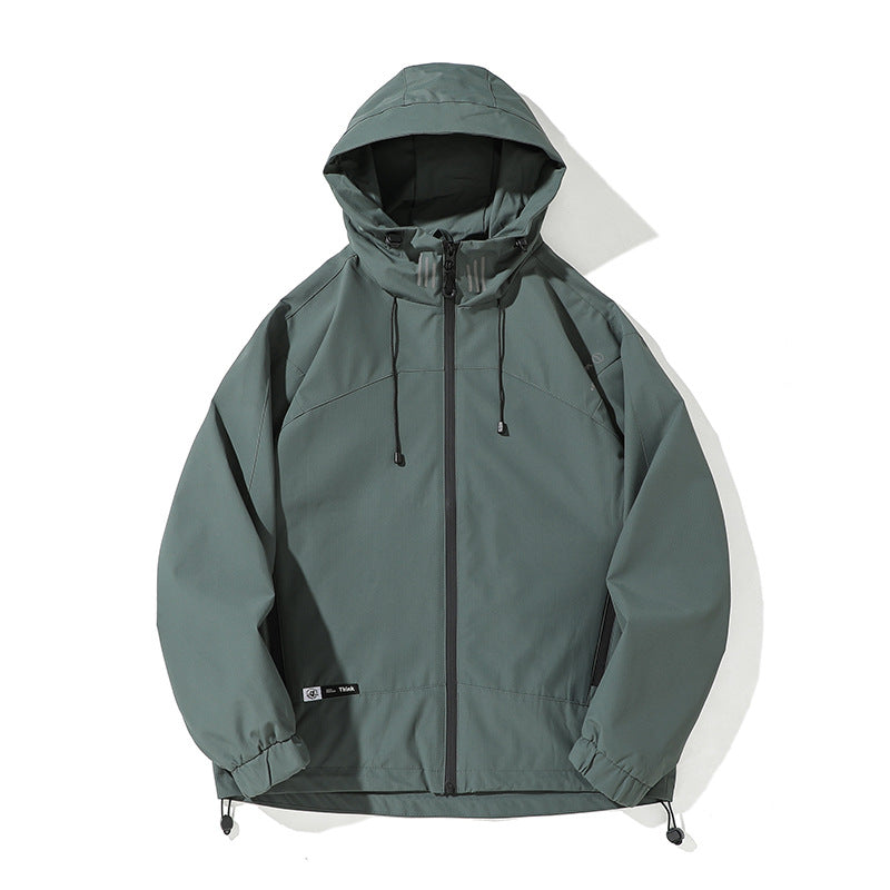 Cargo Jacket Men Outdoor Hiking Solid Color Hooded Loose Jacket
