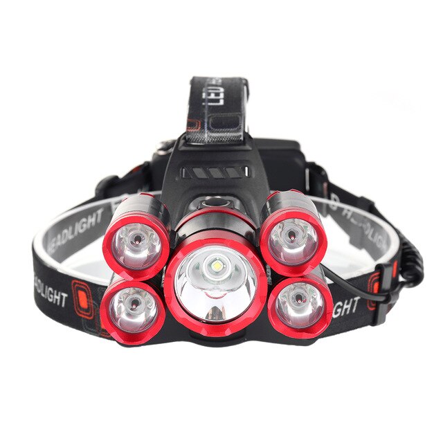 LED Headlamp 1500  5*T6 Headlamp Bike Head Lamp Light 18650 Rechargeable Fishing Camping Flashlight