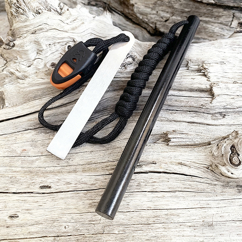 10x150mm Magnesium Fire Starter - Survival Flint Rod with Emergency Whistle & Scraper for Outdoor Camping Hiking Gear