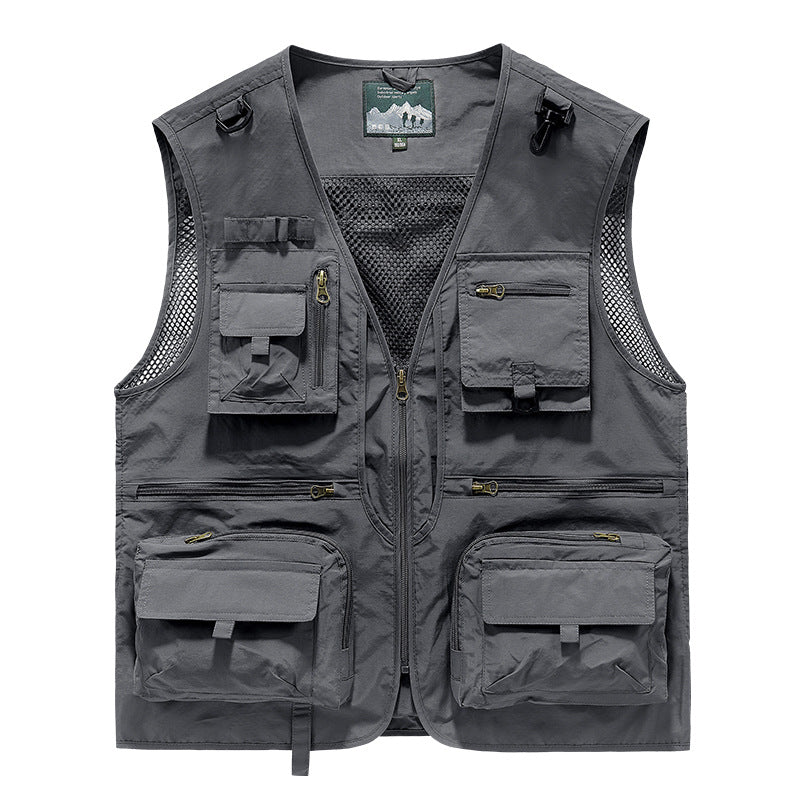 Multi-Pocket Outdoor Fishing Vest – Nylon/Polyester, Breathable Mesh, Sizes S–5XL