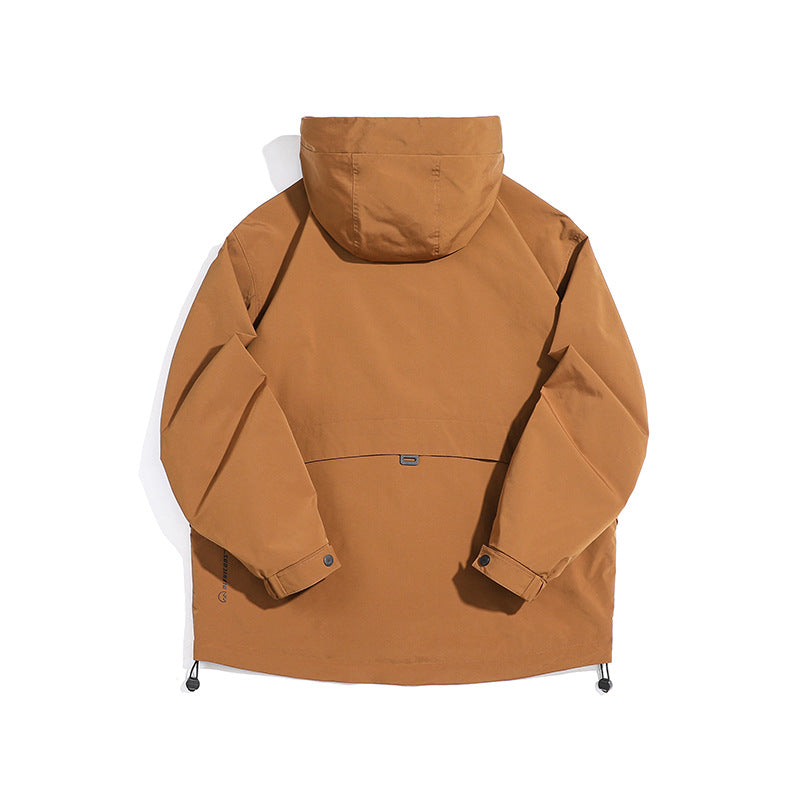 Hiking Hooded Jacket with Large Pockets, Loose Fit, Casual Style