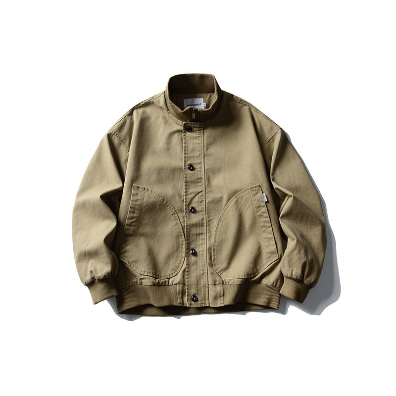 Clean Fit Stand Collar Jacket for Couples Outdoor Hiking Casual Outerwear