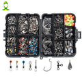 160-Piece Fishing Tackle Accessories Kit – Jig Hooks, Sinkers, Swivels, Snaps & Box