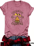 Camping pattern printed short sleeved shirt