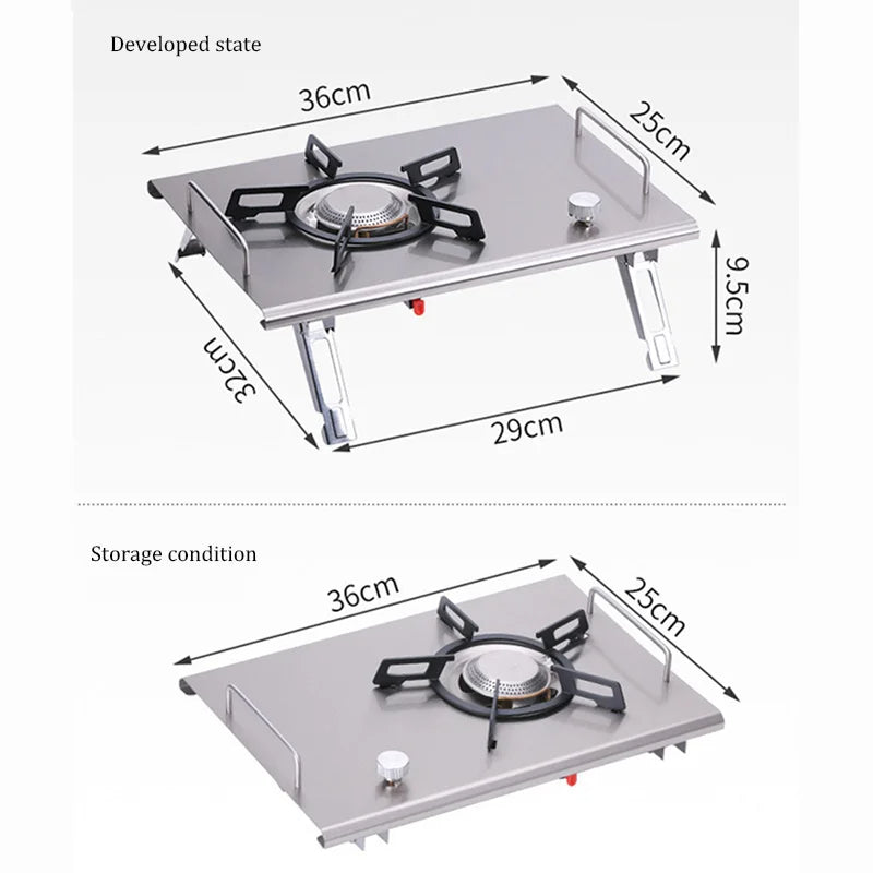Foldable Camping Gas Stove – 4000W, Stainless Steel, IGT Compatible, Portable