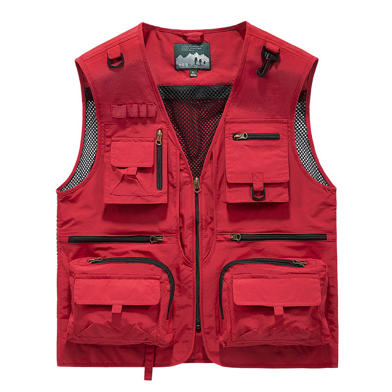 Multi-Pocket Outdoor Fishing Vest – Nylon/Polyester, Breathable Mesh, Sizes S–5XL
