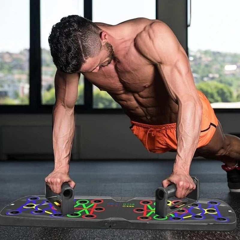 Foldable Color-Coded Push-Up Board – Adjustable Width, Non-Slip Handles, Portable