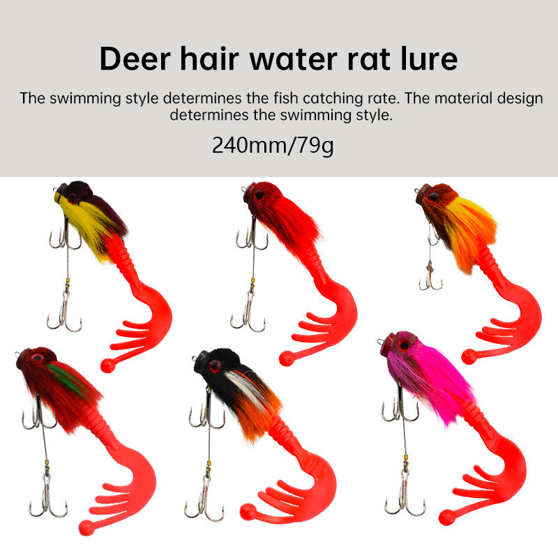 Baby Rat Swimbait – Hand-Tied Deer Hair, Solid Body, 1/0 Hook, Muskie & Pike Lure