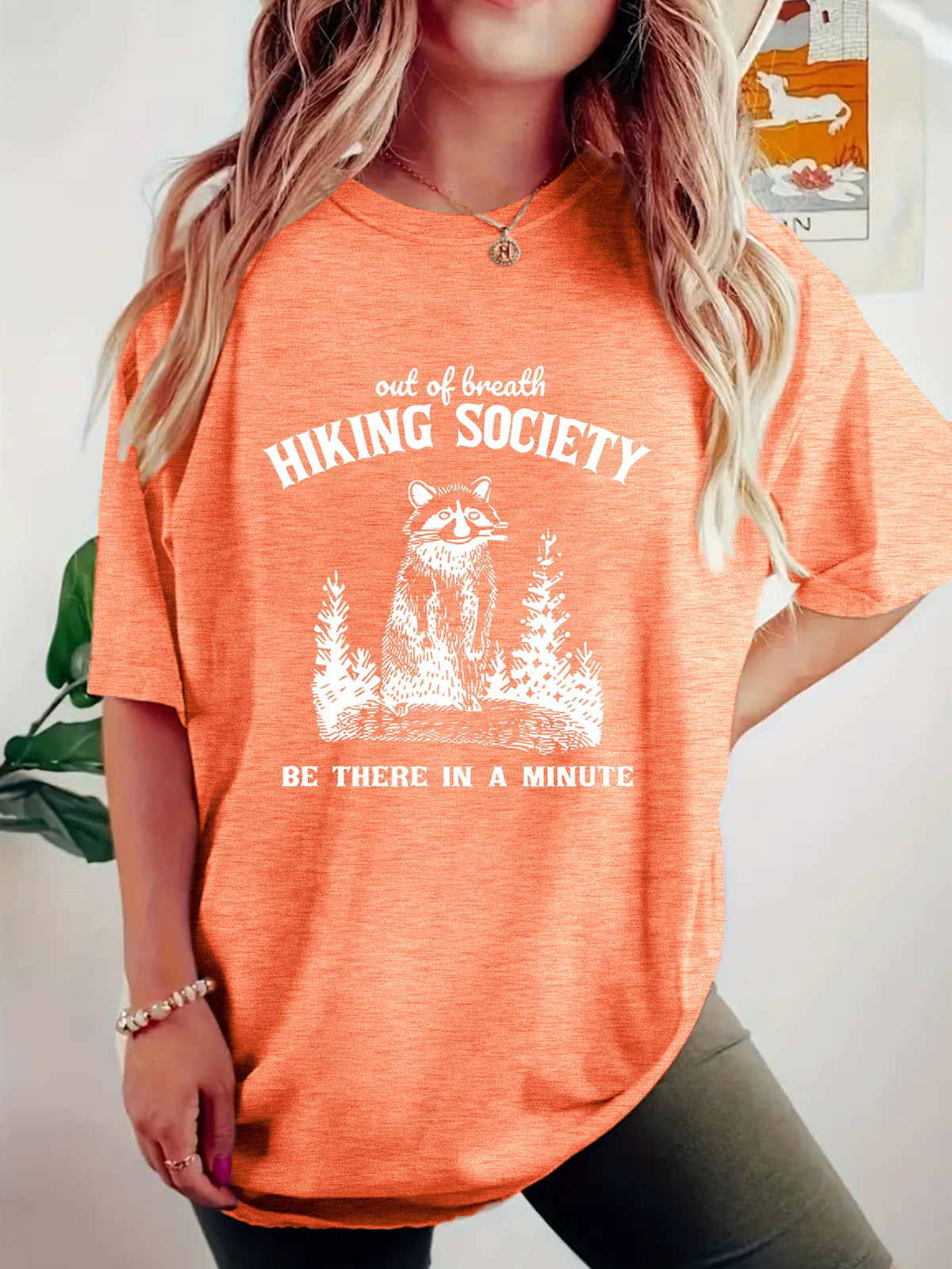 Short sleeved t-shirt printed with HIKING pattern