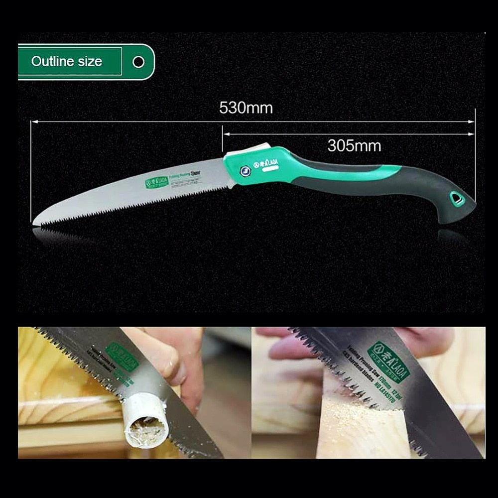 Folding Camping Saw – SK5 Steel, 10 Inch Blade, 250mm, Anti-Slip Handle, Safety Lock