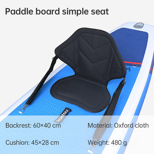 Adjustable padded seat for kayaks, paddleboards, canoes, with backrest, suitable for kayak, canoe, rafts, fishing.