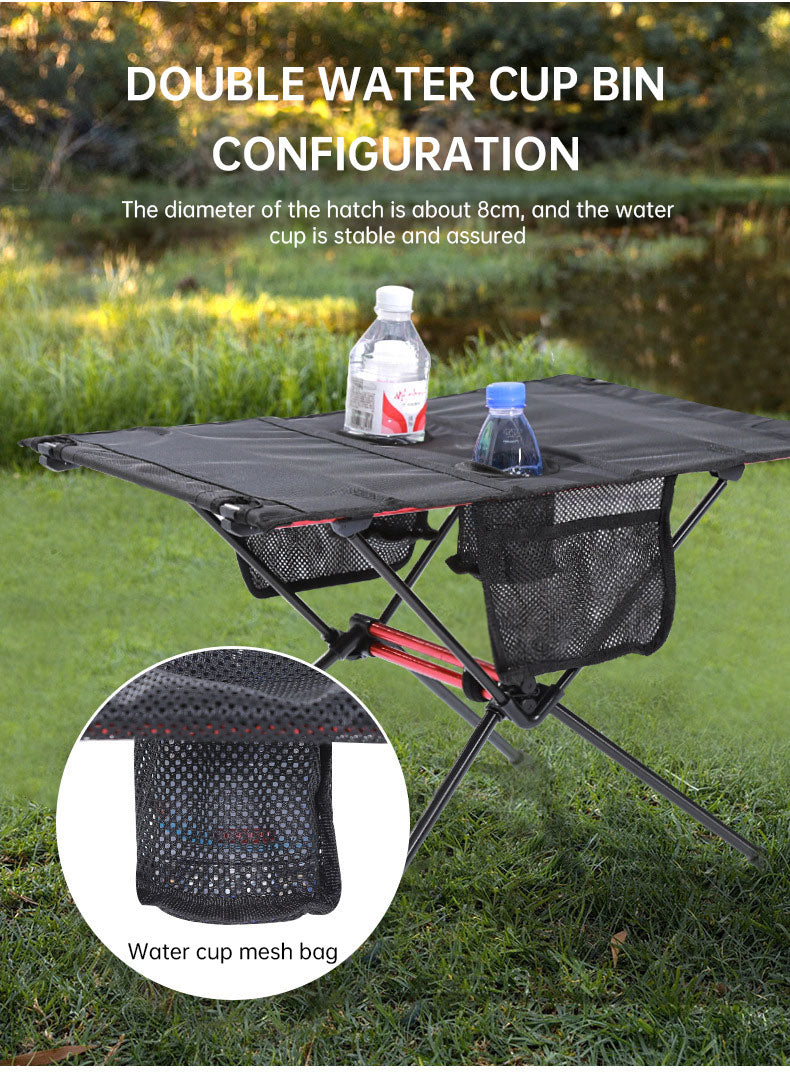 Folding Portable Camping Side Table – Lightweight, Cup Holder, Phone Slot, Storage Bag