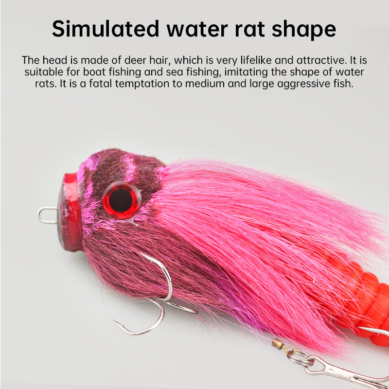 Baby Rat Swimbait – Hand-Tied Deer Hair, Solid Body, 1/0 Hook, Muskie & Pike Lure