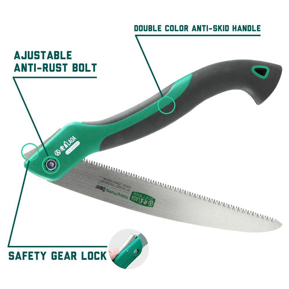 Folding Camping Saw – SK5 Steel, 10 Inch Blade, 250mm, Anti-Slip Handle, Safety Lock