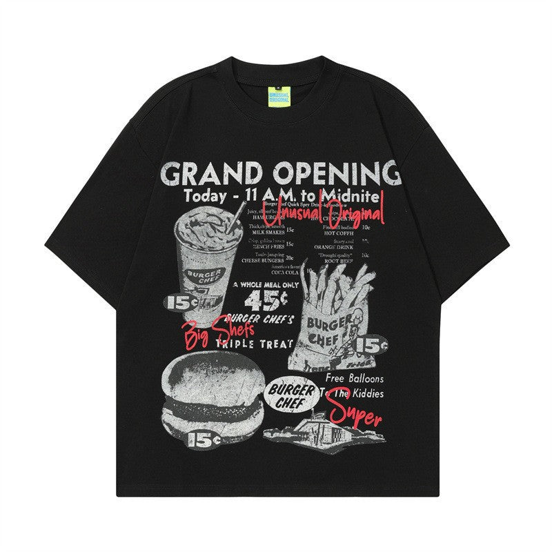 Camping printed men's and women's loose T-shirt