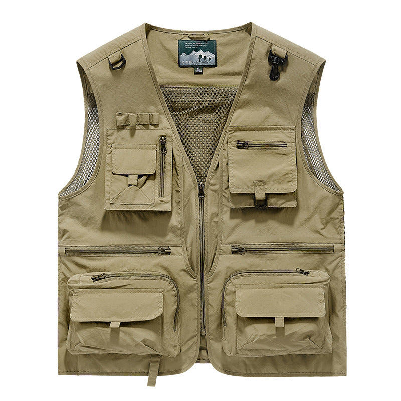 Multi-Pocket Outdoor Fishing Vest – Nylon/Polyester, Breathable Mesh, Sizes S–5XL