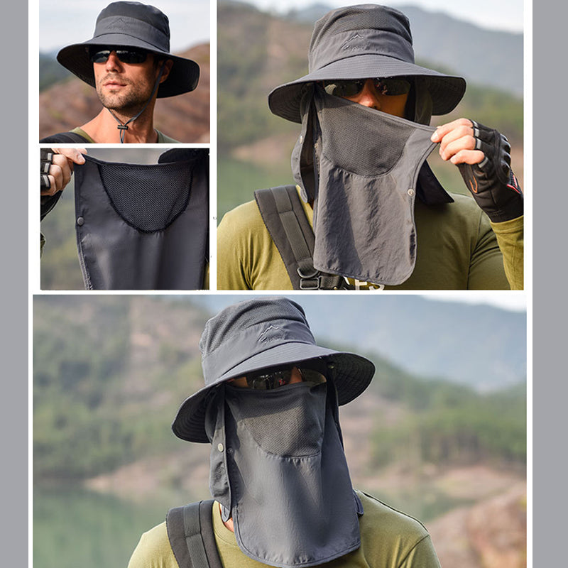 Men's Wide-Brim Fishing Sun Hat – Nylon, Quick-Dry, Fits 56–60cm Head Circumference
