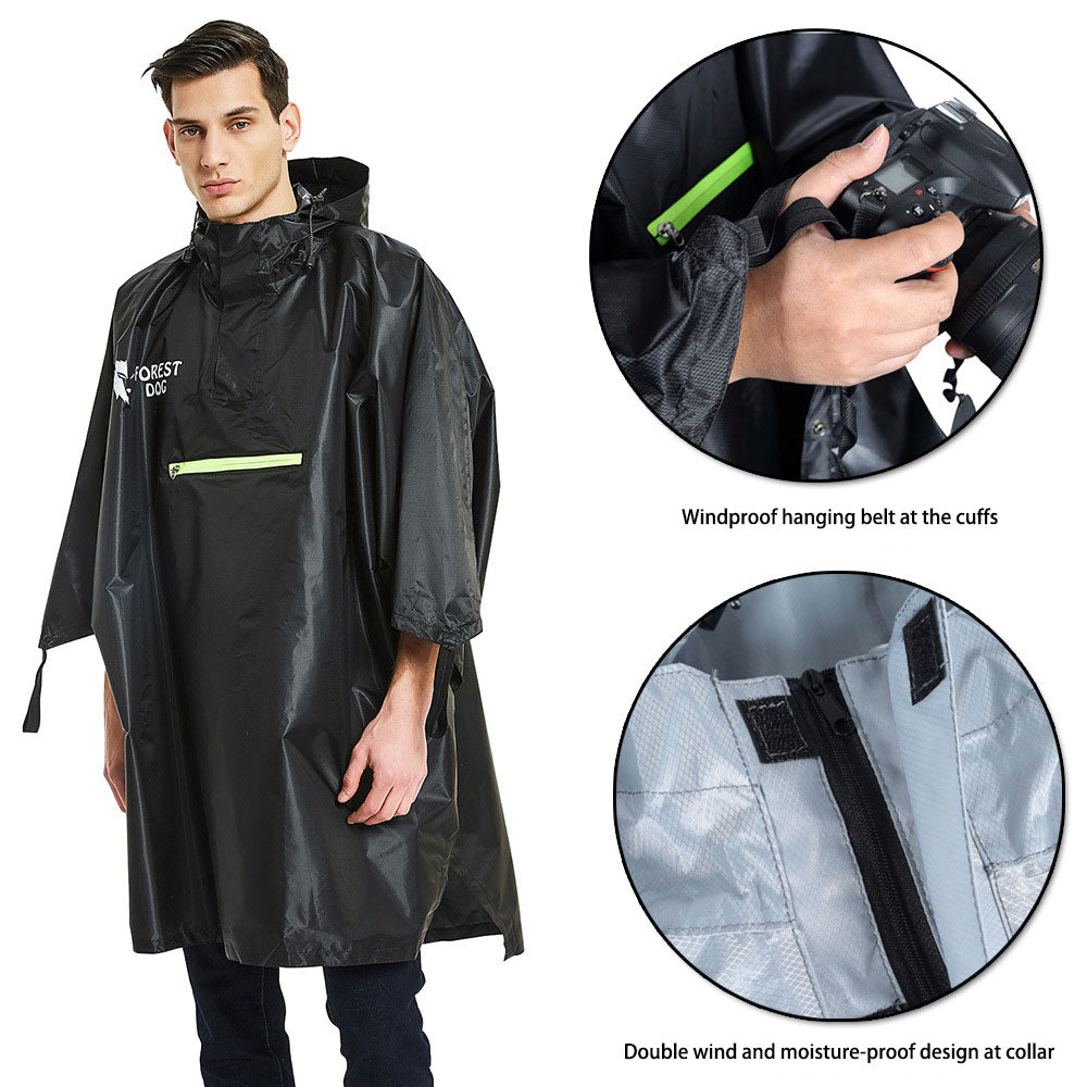 Outdoor Camping Hiking Hiking Rain Poncho Fishing Lightweight Hooded Rain Poncho 210T Polyester Taffeta Raincoat