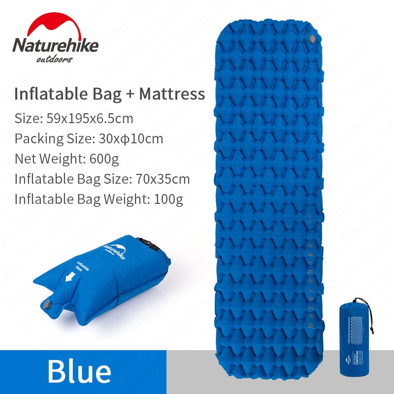 Inflatable Camping Sleeping Pad – Nylon TPU, 59×195cm, Ultralight, with Optional Pillow