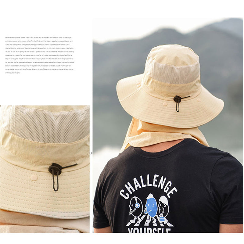 Men's Wide-Brim Fishing Sun Hat – Nylon, Quick-Dry, Fits 56–60cm Head Circumference