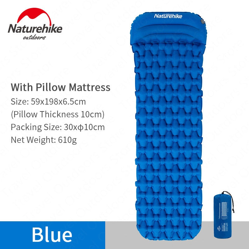Inflatable Camping Sleeping Pad – Nylon TPU, 59×195cm, Ultralight, with Optional Pillow