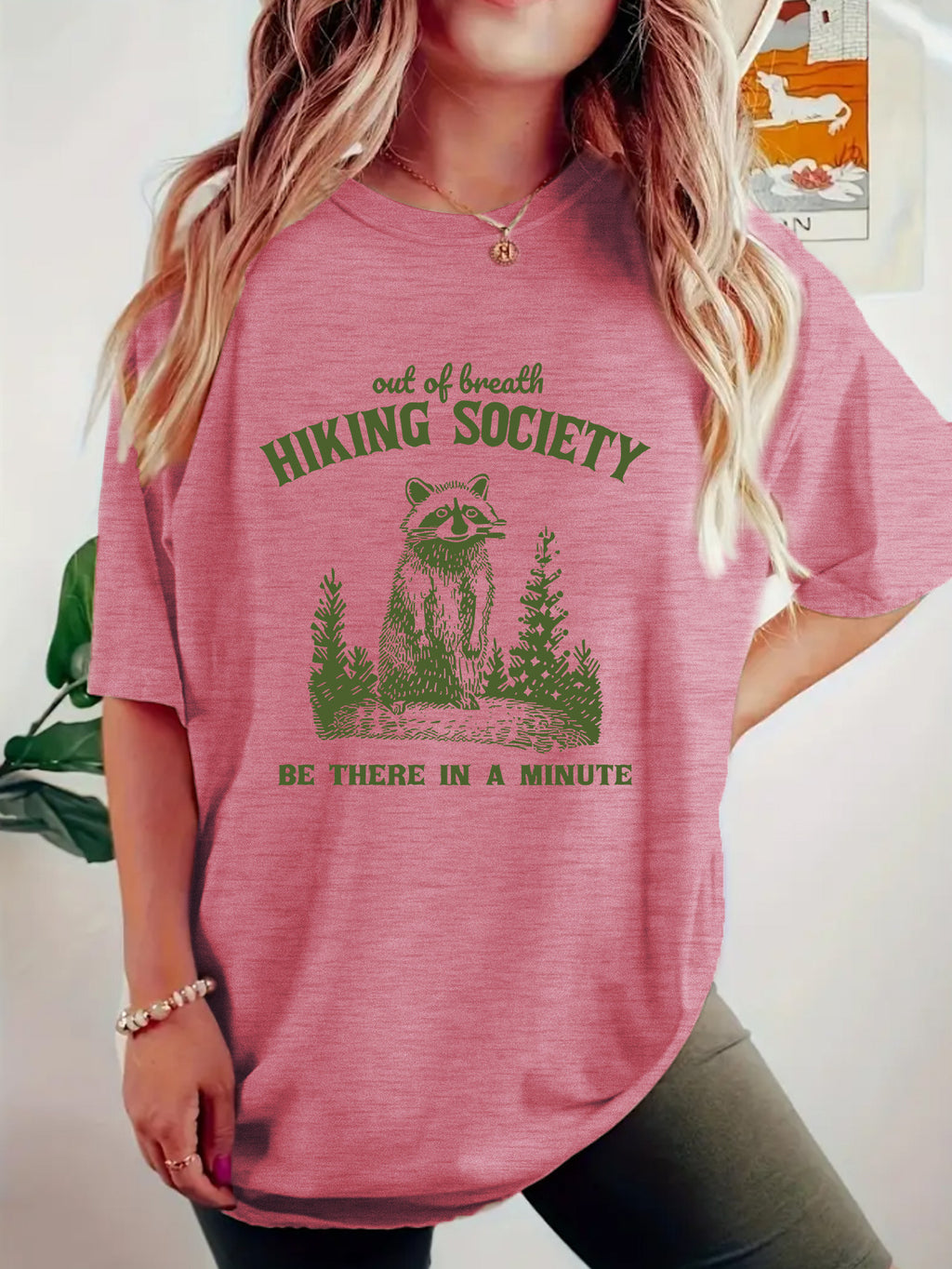Short sleeved t-shirt printed with HIKING pattern