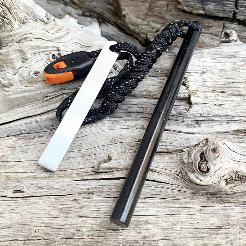 10x150mm Magnesium Fire Starter - Survival Flint Rod with Emergency Whistle & Scraper for Outdoor Camping Hiking Gear