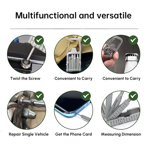 12-in-1 Portable Multitool Screwdriver Set, Folding EDC Pocket Tool with Bottle Opener for Camping, Hiking & Outdoor Repair