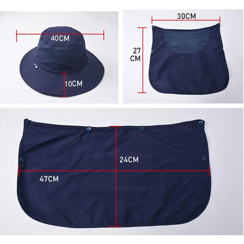 Men's Wide-Brim Fishing Sun Hat – Nylon, Quick-Dry, Fits 56–60cm Head Circumference