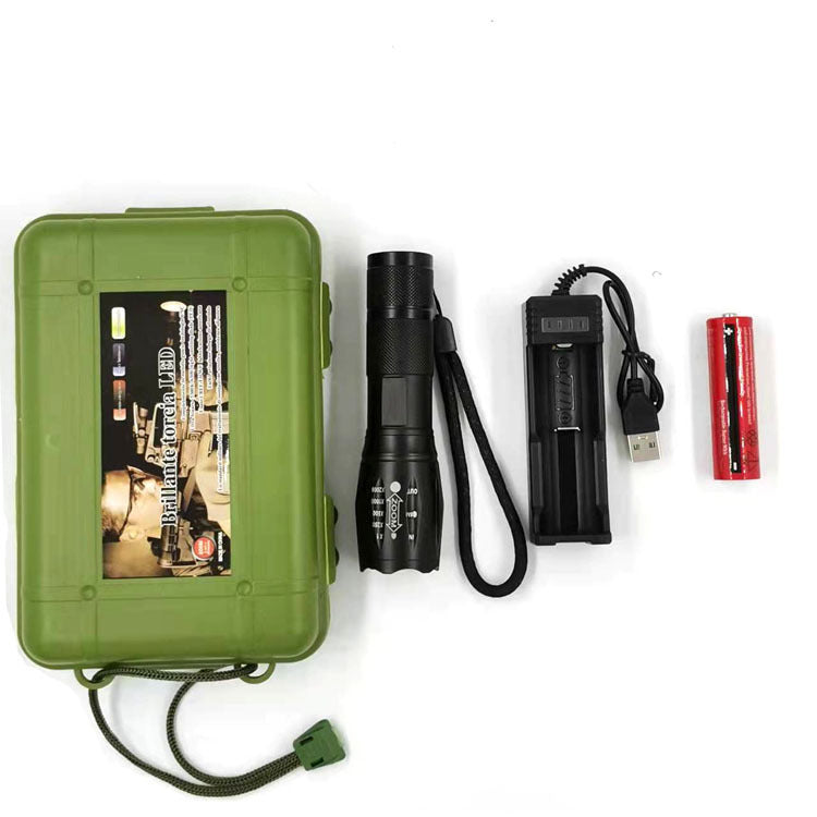 Rechargeable LED Camping Flashlight – 10W, Telescopic Zoom, 5 Modes, 50–100m Range