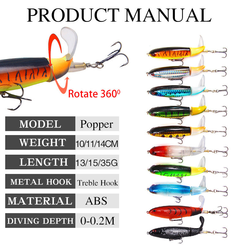 Floating Pencil Fishing Lure – 15g, 11cm, ABS, Propeller Tractor Style