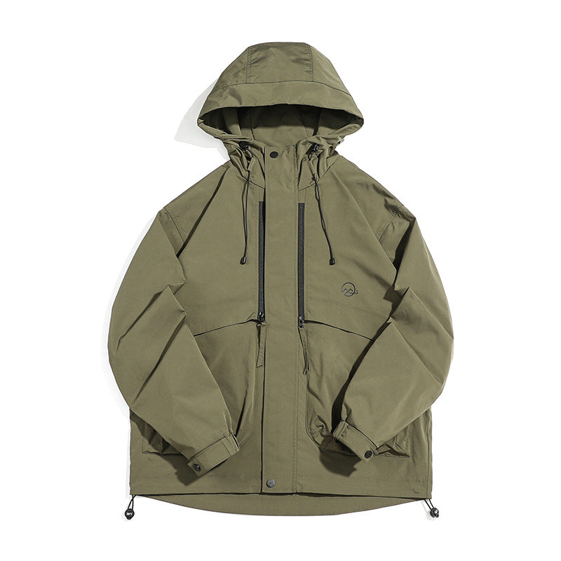 Hiking Hooded Jacket with Large Pockets, Loose Fit, Casual Style